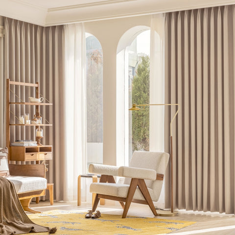 Tenda oscurante intrecciata con effetto vimini in velluto jacquard