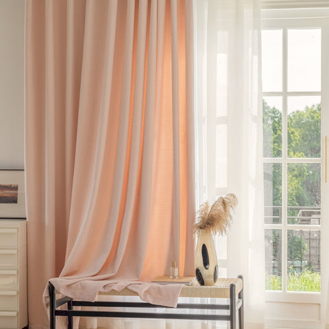 Tenda jacquard in ciniglia rosa per soggiorno