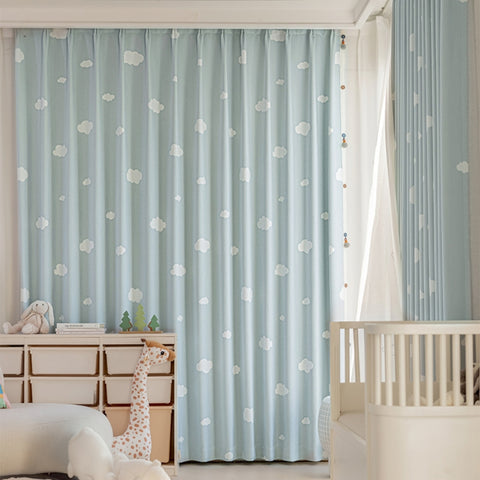 Tenda per bambini blu con morbido motivo a nuvole