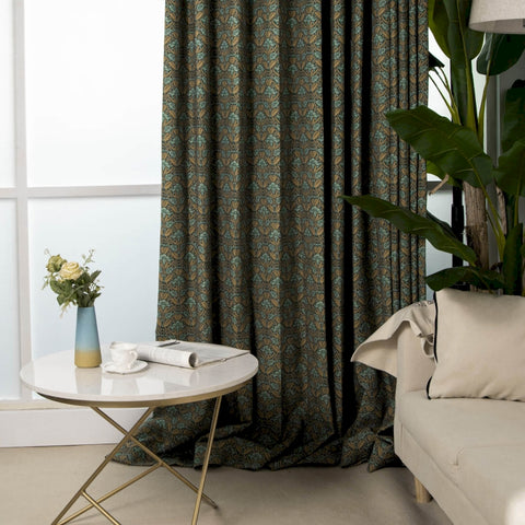 Tende oscuranti art deco blu elegante soggiorno