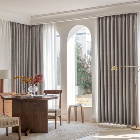 Tenda moderna jacquard naturale grigio a spina di pesce