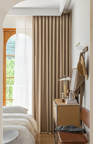 Tenda da camera da letto in stile lino beige