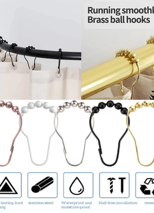 Ganci a sfera in ottone per tende da doccia (12 pezzi)