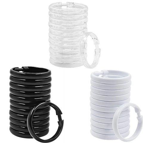 Anelli in plastica per tende da doccia – Set da 12