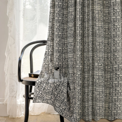 Tenda con stampa grafica in cotone lino per soggiorno