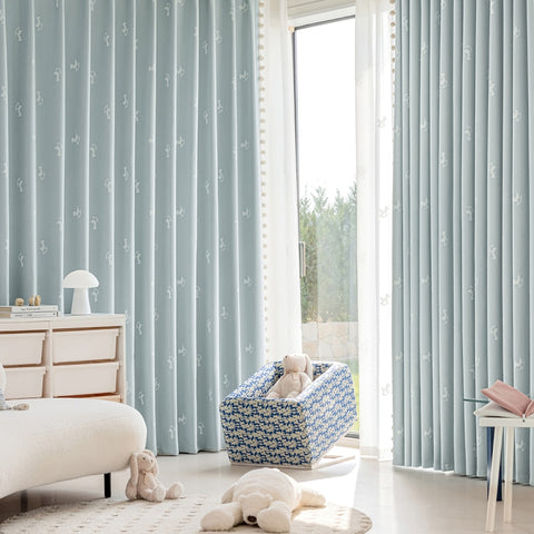 Tenda oscurante per camera da letto per bambini, di colore azzurro