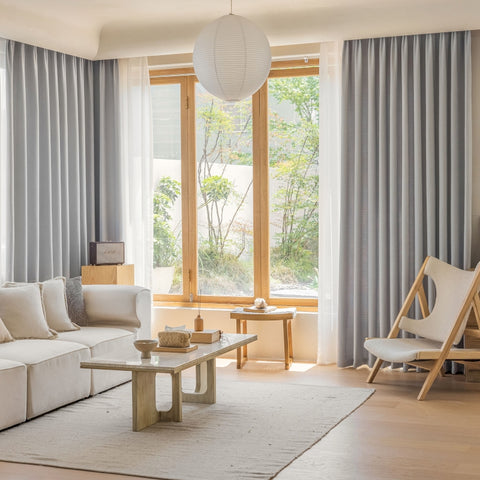 Tenda jacquard in ciniglia spessa grigia per soggiorno