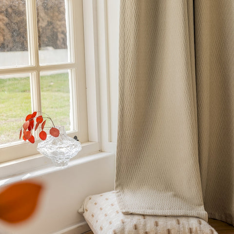 Tenda isolante in ciniglia jacquard beige