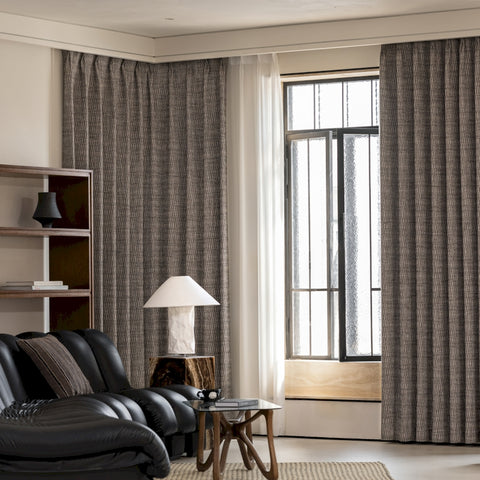 Tenda oscurante strutturata in erica nera beige