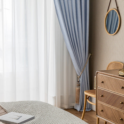 Tenda a quadretti bianchi blu