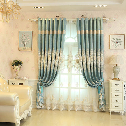 Tenda ricamata blu reale