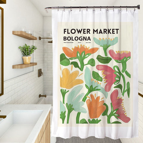 Tenda da doccia con fiori (L180 cm x H200 cm)