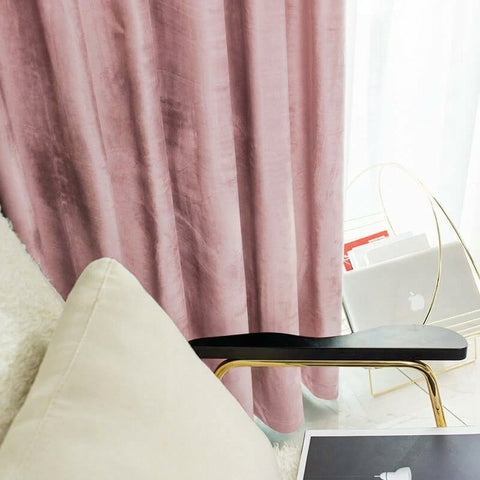 Rideau Occultant Velours Rose Poudré Chambre