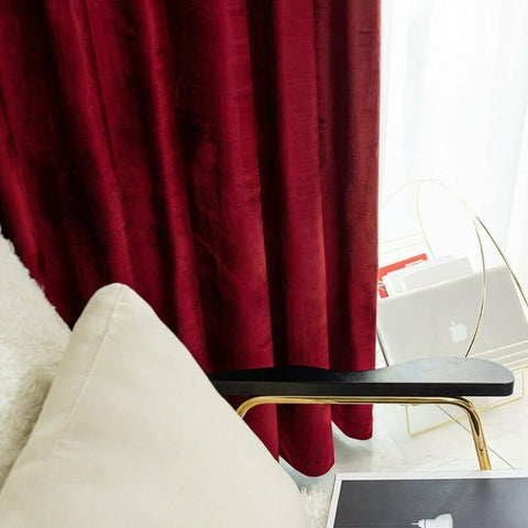 Rideau Occultant Velours Rouge Bordeaux Chambre