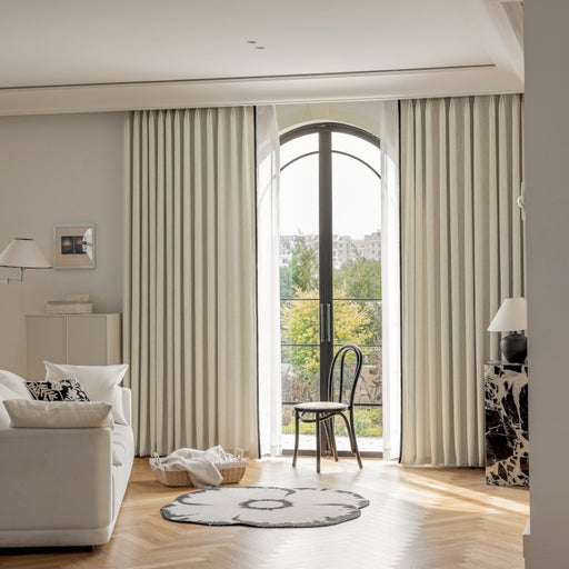 Rideau lin naturel bicolore style scandinave épuré lumineux