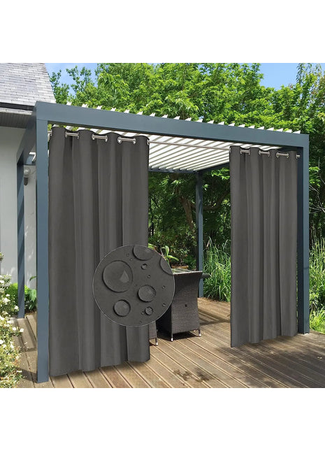 Rideau Extérieur Imperméable Gris Foncé