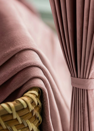Rideau Occultant Velours Vieux Rose Élégant