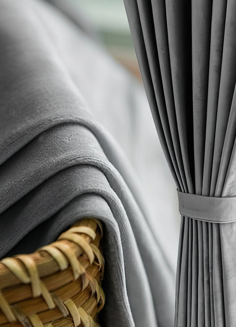 Rideau Occultant Velours Gris Perle Salon