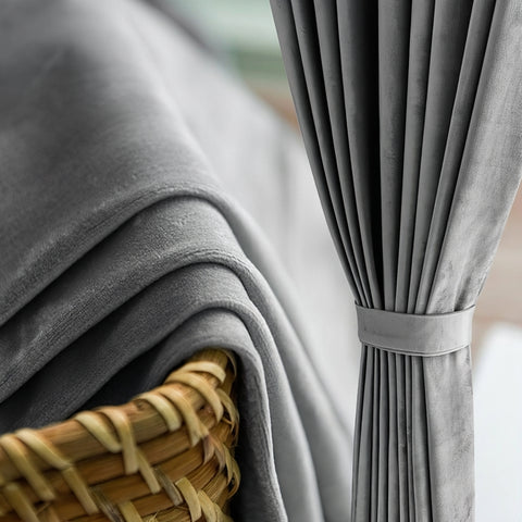 Rideau Occultant Velours Gris Clair Salon