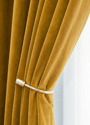 Rideau Occultant Velours Jaune Moutarde Salon