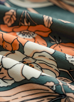 a close up of a floral print fabric