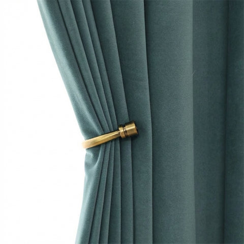 Rideau Occultant Velours Vert Eucalyptus Salon