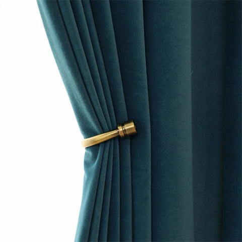 Rideau Occultant Velours Bleu Paon Salon
