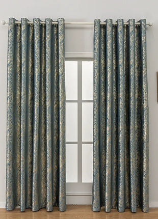 Linee dorate della tenda blu