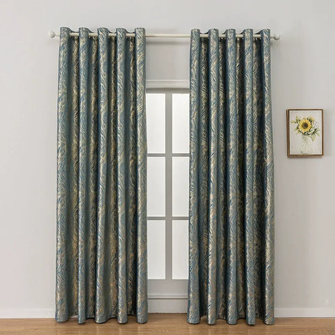 Linee dorate della tenda blu