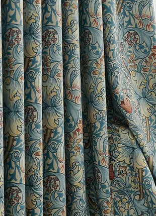 Tenda jacquard fiori rossi e uccelli stile classico