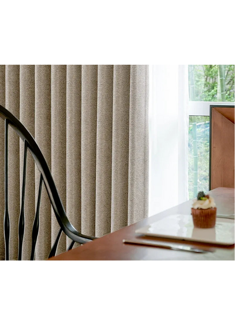 Tenda in ciniglia spessa con griglia beige