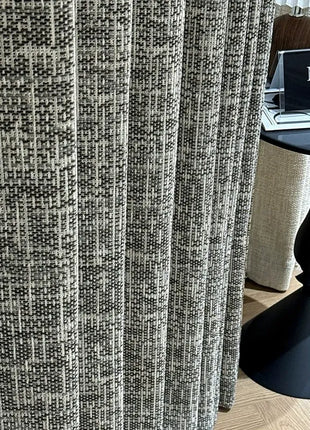Moderna tenda oscurante in ciniglia beige effetto tweed