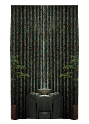Tenda jacquard fiori rossi e uccelli stile classico
