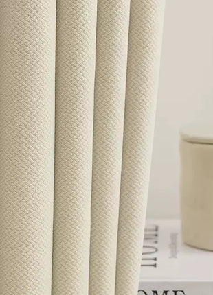 Tenda oscurante in ciniglia beige geometrica