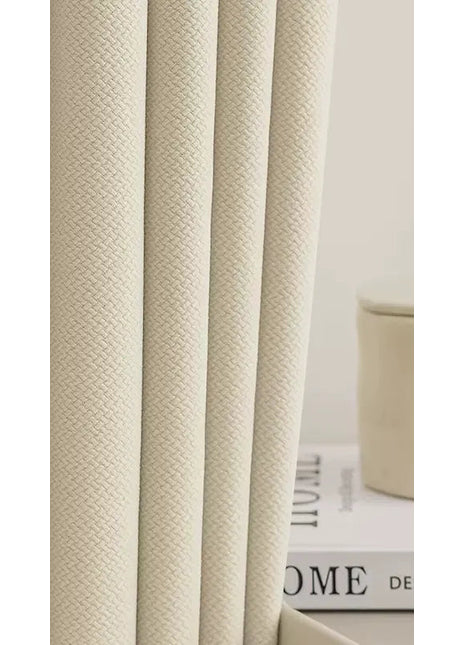 Tenda oscurante in ciniglia beige geometrica