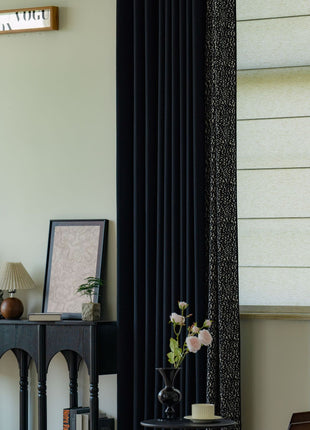 Tenda oscurante strutturata in erica nera beige