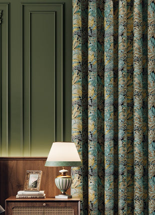 Tende oscuranti art deco blu elegante soggiorno