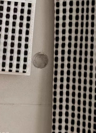 Tenda in ciniglia spessa ecrù a righe nere
