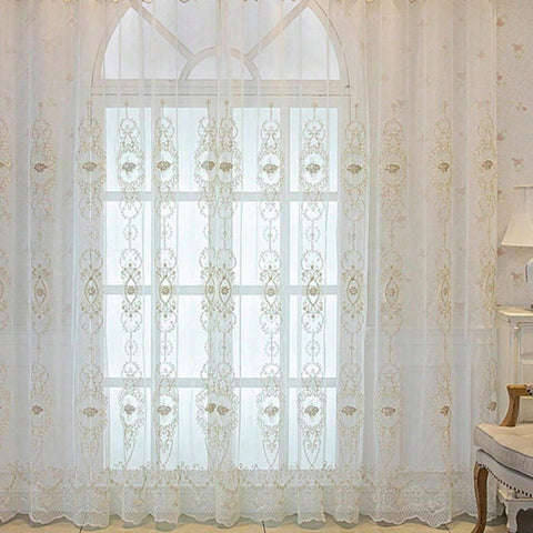 Tenda velata orientale ricamata color crema vintage