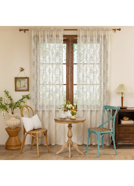 Soggiorno bianco vintage trasparente ricamato di lusso