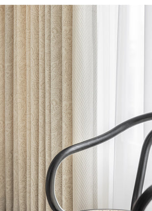 Lussuosa tenda jacquard oscurante in cotone e lino beige