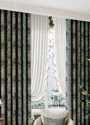 Tende oscuranti art deco blu elegante soggiorno