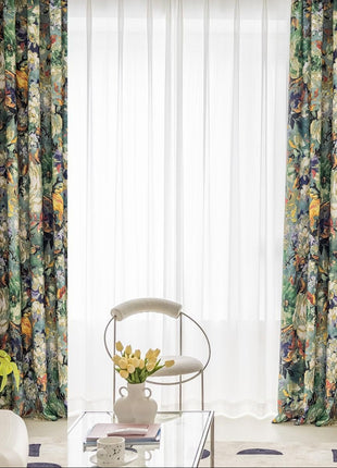 Tenda floreale vintage con volant in misto cotone