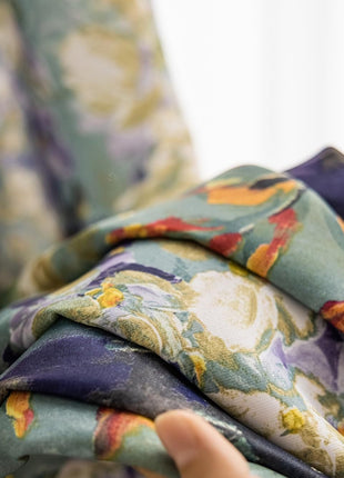 Tenda floreale vintage con volant in misto cotone