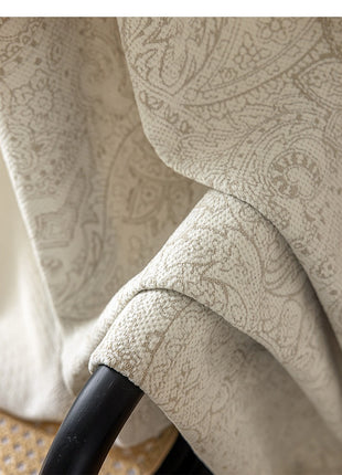 Lussuosa tenda jacquard oscurante in cotone e lino beige