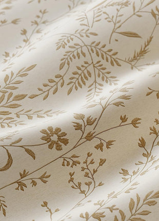 Tenda jacquard beige con motivi ricamati