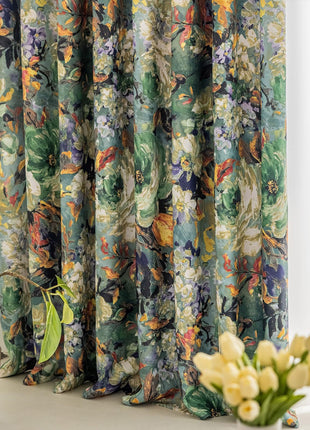 Tenda floreale vintage con volant in misto cotone