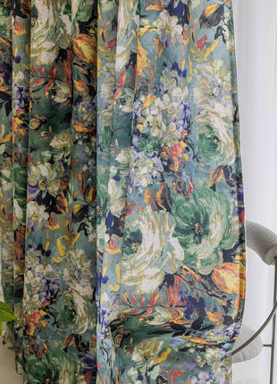 Tenda floreale vintage con volant in misto cotone
