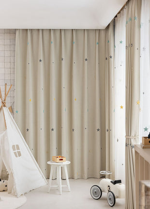 Tenda Bianca per la Cameretta dei Bambini con Motivi a Stelle