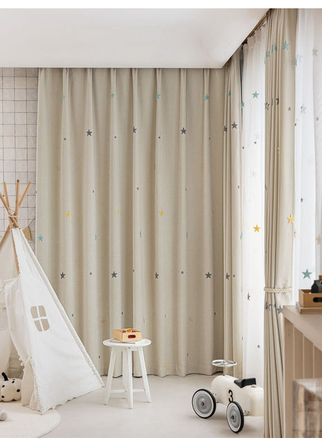 Tenda Bianca per la Cameretta dei Bambini con Motivi a Stelle